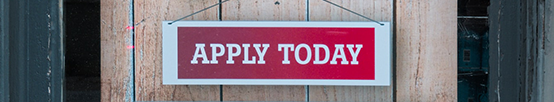 A sign saying 'Apply today'